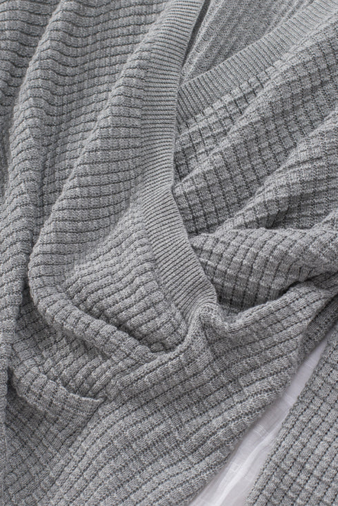 Wrap V Neck Waffle Sweater